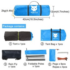 Night Cat Waterproof Tent with Inbuilt Porch Instant Automatic Camping Tent