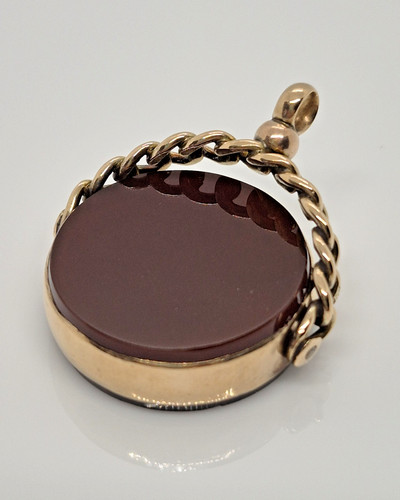 Antique 9ct gold bloodstone - bloodstone, &