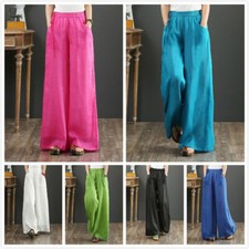 Women Cotton Linen Wide Leg