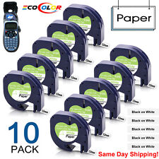 Dymo LetraTag Refill Black on White Paper Label Tape 91200 12mm 1/2" for LT-100H