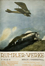 AD93 Vintage WWI 1916 German Rumpler Aviation Aircraft Motors Poster A3 