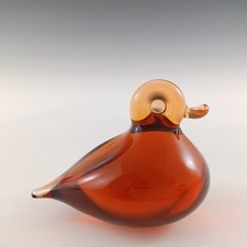 MARKED Wedgwood Topaz / Amber Glass Duckling Sculpture L5004