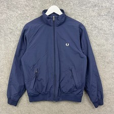 Fred Perry Jacket Mens Small Blue Brentham Bomber Full Zip Mod Casuals Lined