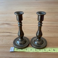 Vintage Peerage Pair of Solid Brass Miniature Candlesticks Decorative Round Base