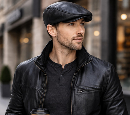 Men black genuine - black, lambskin