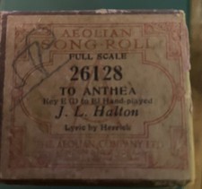 Full scale Aeolian Pianola Song Roll-26128-To Anthea-J.L.Halton, Lyrics: Herrick