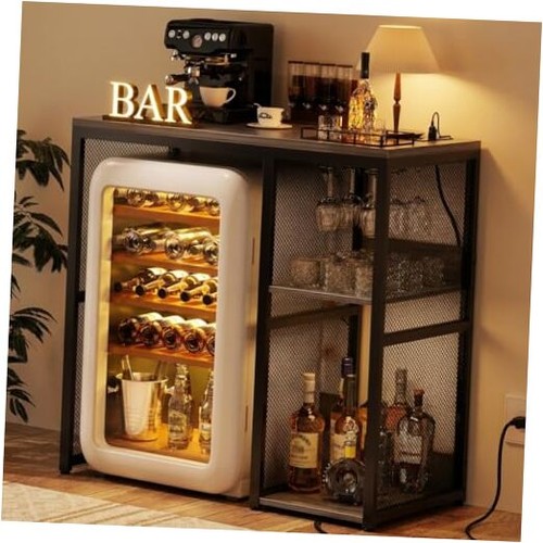 Mini fridge cabinet with power - cabinet,