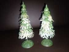 2 Vintage Empire Made Plastic Pine Trees 6 " Tall Model Train Scenery O gauge 