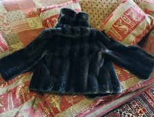 Vintage Women's Tissavel Faux Fur Jacket UK Size -12 14 Dark Brown Short Retro