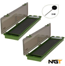 2 x NGT Carp Fishing Tackle Box Rig Board Wallet Plastic + 20 Pins For Hair Rigs