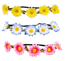 Daisy Flower Headband Festival Hippy 60s Hawaiian Festival Fancy Dress Accessory