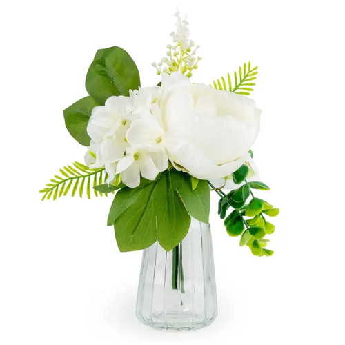 25cm white roses glass - roses, in