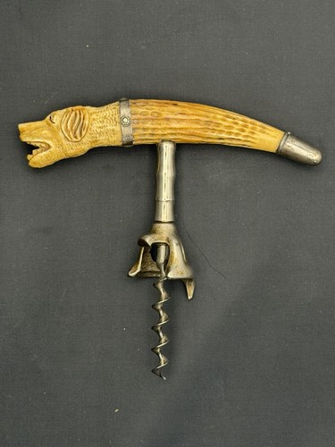 Figural dog carved antler - figural,