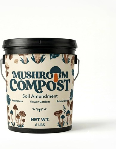 Mushroom soil compost - mushroom, pail