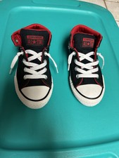 Converse All Star Chuck Taylor Axel Mid Top Kids Junior 4 Black Red Slip On
