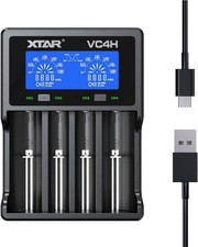 XTAR VC4H 18650 Battery Charger 4 Bays Universal With LCD Display USB for Li-ion