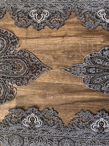 Black lace embroidered sheer - black,