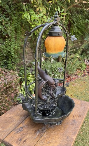 Dolphin cherub water fountain - dolphin,