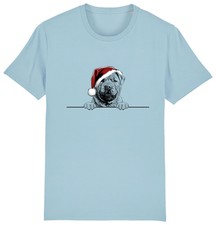 SHAR PEI Christmas Dog T-Shirt Mens Womens Kids Dogs Gift Clothing Santa Puppy