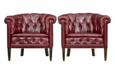 PAIR OF MID 20TH CENTURY RED LEATHER CLUB ARMCHAIRS