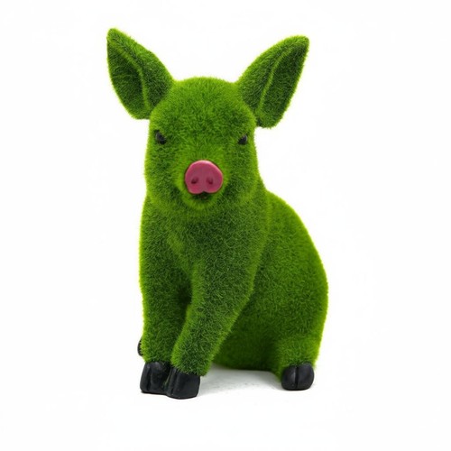 Flocked pig statue weather - pig,