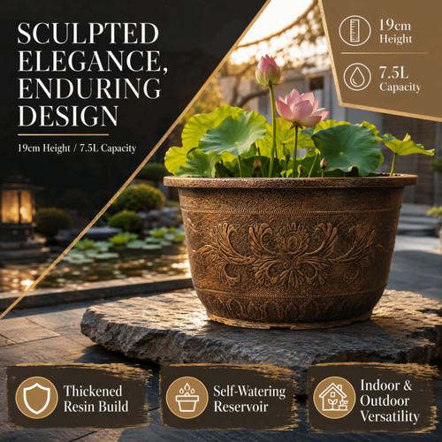 Large lotus planter pot - pot, resin