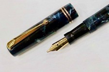 SWAN SELF-FILLER BLUE MARBLE FOUNTAIN PEN C1950, MABIE TODD & CO. FULLY SERVICED