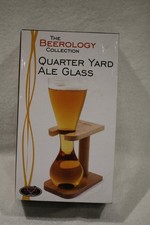 The Beerology Collection Quarter Yard Ale Glass with birch stand