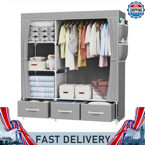 Large fabric canvas wardrobe - canvas,