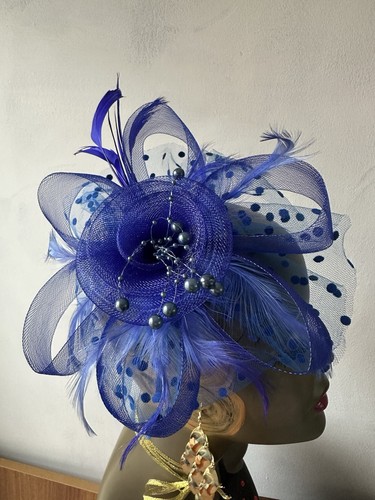 Blue fascinator wedding races - wedding,