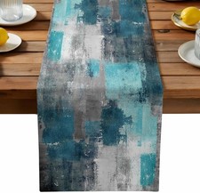 Teal Grey Abstract Art Table