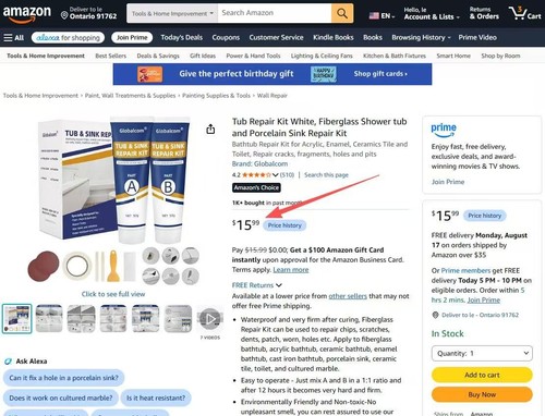 Tub repair kit - repair, white