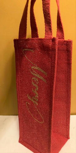 Wine bag red jute cotton - red, one