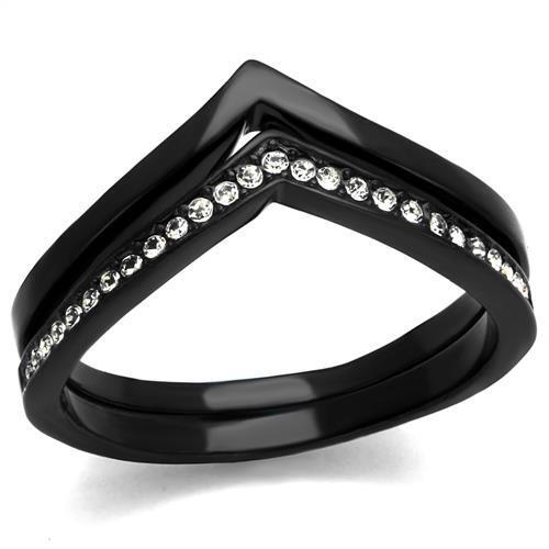 Black wishbone ring ladies - , cz