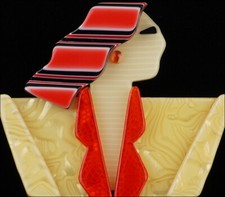LEA STEIN CARMEN BROOCH PIN JOAN CRAWFORD ART DECO YELLOW RED PARIS FRANCE