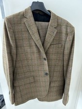 Men’s Aubin & Wills Hacking Windowpane Tweed Shooting Suit Size XL 2 Piece