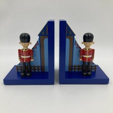 Wooden Book ends Blue Toy Soldiers