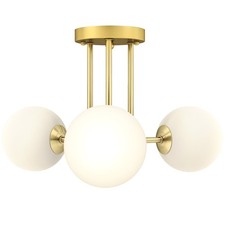 HOMCOM Light Fixture with 3-Light Globe Shades, Modern Ceiling Light, Gold