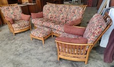 Ercol wood frame 3 seat sofa 2 arm chairs Renaissance