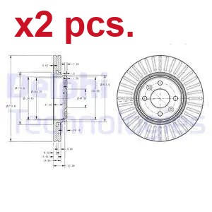 Pcs front brake disc rotos - x2,