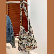 bag tote shopper butterfly jacquard nature woven beach canvas shoulder vegan