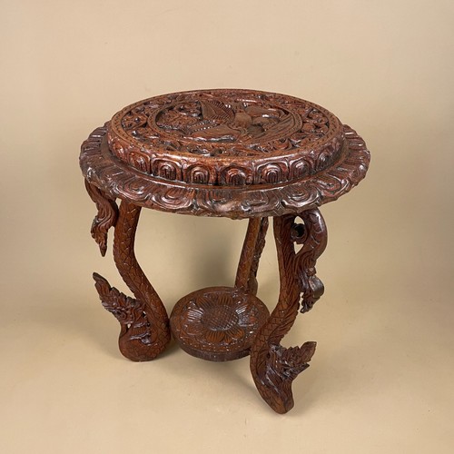 Oriental side table - table, carved