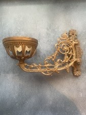 Antique Victorian Veritas Cast Iron Bracket Rococo Gilt Sconce Oil Lamp Holder