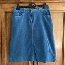 M&S Per Una Midi Needlecord Cord Skirt Pockets Stretch A Line Women’s UK14 Blue