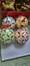 WATERFORD CRYSTAL  CHRISTMAS  baubles X 4  HOLIDAY HEIRLOOMS EPIPHANY
