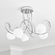 Ceiling Light Chrome BHS Acacia Glass Flush Alabaster 43cm G9 LED