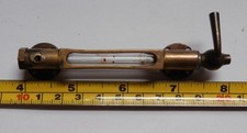 OLD LIVE STEAM ENGINE / BOILER BRASS CAGE TYPE WATER SIGHT GLASS GAUGE FITTING