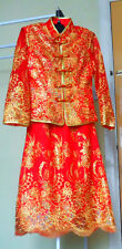 Complete Traditional Chinese Wedding Jacket and Skirt Dress with matching Shoes