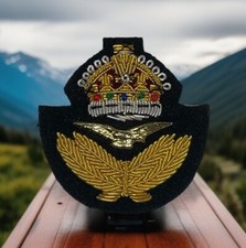 RAF Officers Kings Crown KC Embroidered Beret Badge Tudor