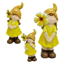 3pcs Pottery Girl Statues Chic